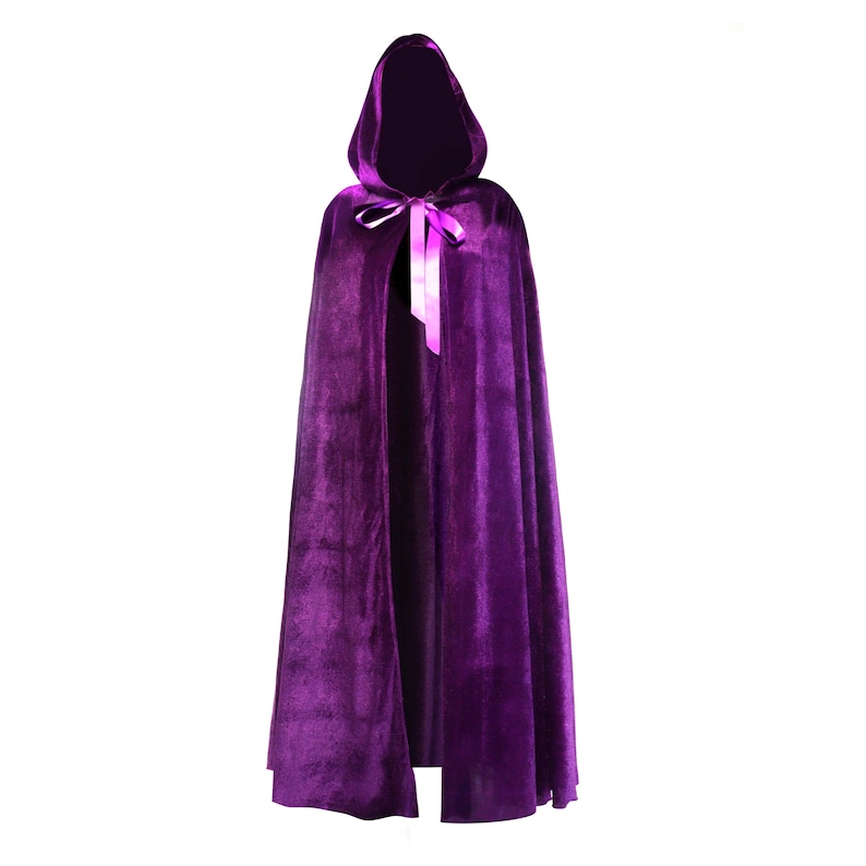Black cloak with hood, Halloween costume Purple