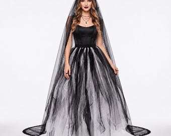Gothic Bride Skirt: Halloween Wedding Costume, Dark Bride Tutu