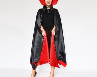 Satin Vampire Cape: Unisex Halloween Costume Cloak