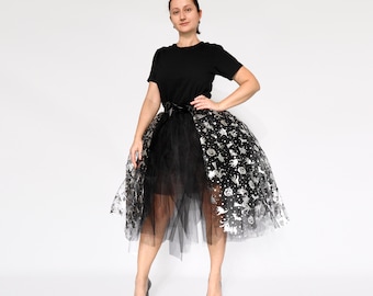 Halloween Witch Print Tutu Skirt: Spooky Layered Costume
