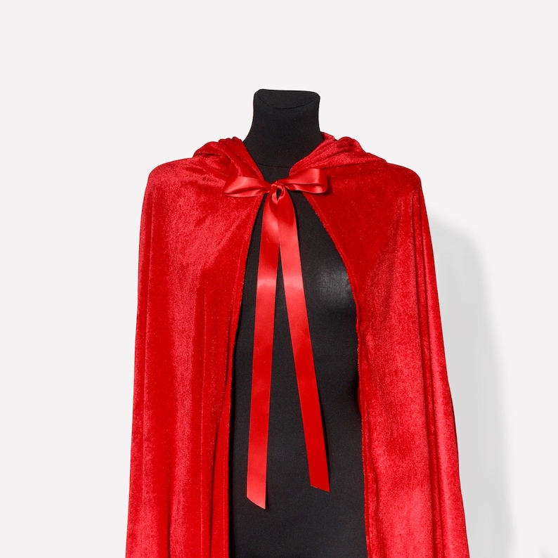 Black cloak with hood, Halloween costume image 6