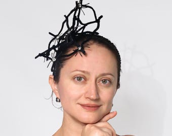 Zwarte spin tovenaar, Halloween-zendspoel, gotische hoofddeksels, heksenkostuumaccessoire, cosplay feesthoed
