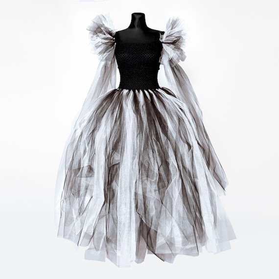 spooky formal dress Ghost Tulle Halloween Dress: Spooky Costume for Women