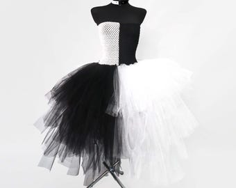 Handmade Black and White Tutu Dress – Gothic Cosplay Costume