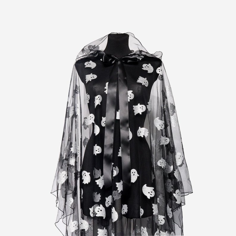 Ghost Chapes Black Sheer Ghost Cape: Spooky Halloween Costume Cloak - Etsy Canada
