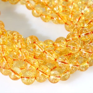 Natural CITRINE Round 8mm, Full Strand 15 Inches Long A Quality Smooth Gemstone Beads