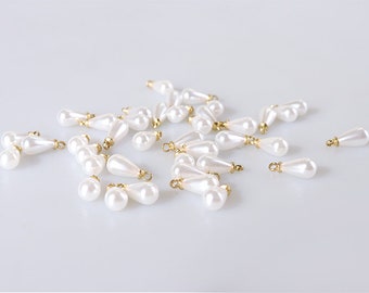 Teardrop Pearl Charms: Mini Pearl Pendants, Jewelry Making (100 pcs, 6*10mm )