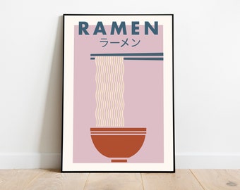 Japanese Ramen Noodles Print, Japanese Raman Noodles Poster, Bedroom Art, Living Room Art, Digital Download Wall Art