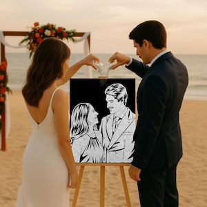 Glitter Portrait for the Sand Ceremony – Personalized Wedding Gift, Civil Ceremony, Engagement – Wow Effect
