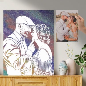 Sparkling Wedding Gift, Glitter Portrait from Photo, Custom Art, Anniversary Engagement, Wedding Gifts, Couple Portrait.