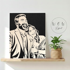 Personalized Sand Portrait to Sprinkle on Black Canvas - Unique Gift for Wedding, Civil Ceremony, Sand Ritual, Valentine's Day.