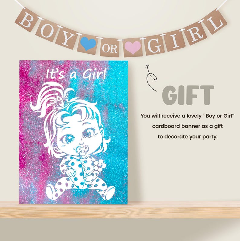 Gender Reveal Kit - Leinwand und Glitzer zur Geschlechtsenthüllung des Babys, Schwangerschaftsankündigung, Geschlechtsreveal Bild 10