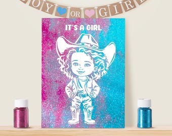 Gender Reveal Canvas and Glitter | Interactive and Memorable Baby Announcement for Parents | Cute Idea for Baby Shower - WOW EFFECT