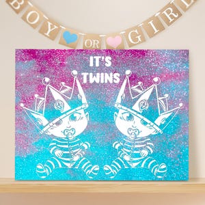 C'est des jumeaux, Toile et Paillettes pour Annoncer l'arrivée des Jumeaux, Gender Reveal&Baby Shower, Annonce interactive du sexe WOW effet