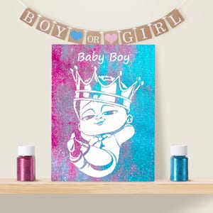 Baby Announcement Kit. Canvas and Glitter for Gender Reveal. Pregnancy announcement. Baby Shower.