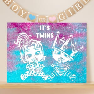 Geslachtsonthullingsdoek voor tweelingen, doek en glitter om de komst van een tweeling aan te kondigen, geslachtsonthulling en babyshower, magisch effect