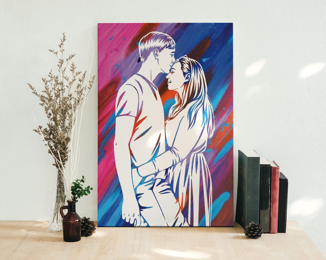 Custom Couple Portrait DIY Canvas Painting Kit. Valentine's Day Gift ...