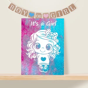 Gender Reveal Kit. Canvas with glitter to announce the baby's gender. A super original method for Babyshower.