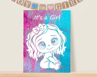 Gender Reveal Kit, Glitter Baby Shower. Pregnancy Announcement. Boy or Girl.
