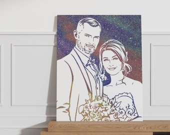 Personalized Glitter Portrait - Wedding Gift - Portrait of the Newlyweds. Unique Technique - You Sprinkle. Wow Effect.