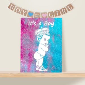 Canvas Gender Reveal with Glitter. Baby Shower Kit. Baby Gender Announcement. Girl or Boy?