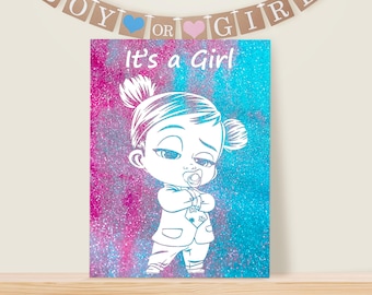 Mädchen oder Junge? Gender-Reveal-Set. Baby Shower Vorhersagen.