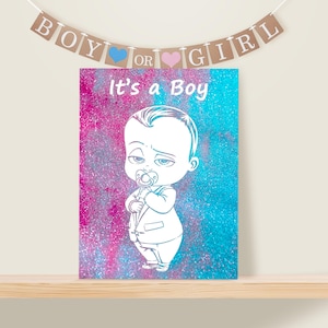 Gender Reveal Kit - Toile et Paillettes pour Annoncer le Sexe du Bébé, Annonce Grossesse, Révélation du Sexe