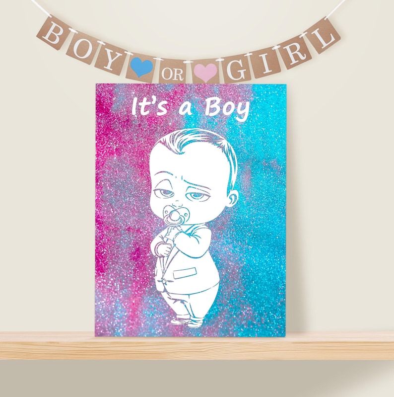 Gender Reveal Kit - Leinwand und Glitzer zur Geschlechtsenthüllung des Babys, Schwangerschaftsankündigung, Geschlechtsreveal Bild 1