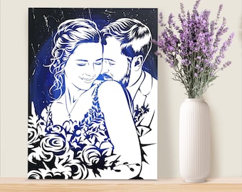 DIY Portrait to Paint Yourself. Personalized Portrait on Canvas From Photo. Birthday Gift Kit.