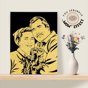 50th Wedding Anniversary, Glitter Portrait to Sprinkle,  Golden Wedding Anniversary Gift, "Wow" Effect Guaranteed!