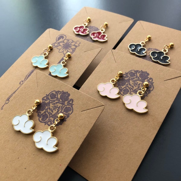 Hypoallergenic Anime Cloud Earrings enamel charm dangle stud style stainless steel backing manga Cosplay jewelry charms 304 Surgical Steel