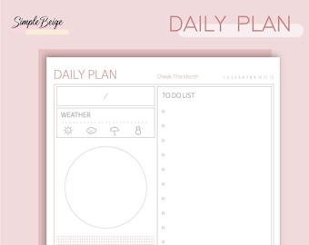 Pink Daily Planner,Daily Planner Printable,Daily to do list, Planner insert, Daily Schedule, Daily docket