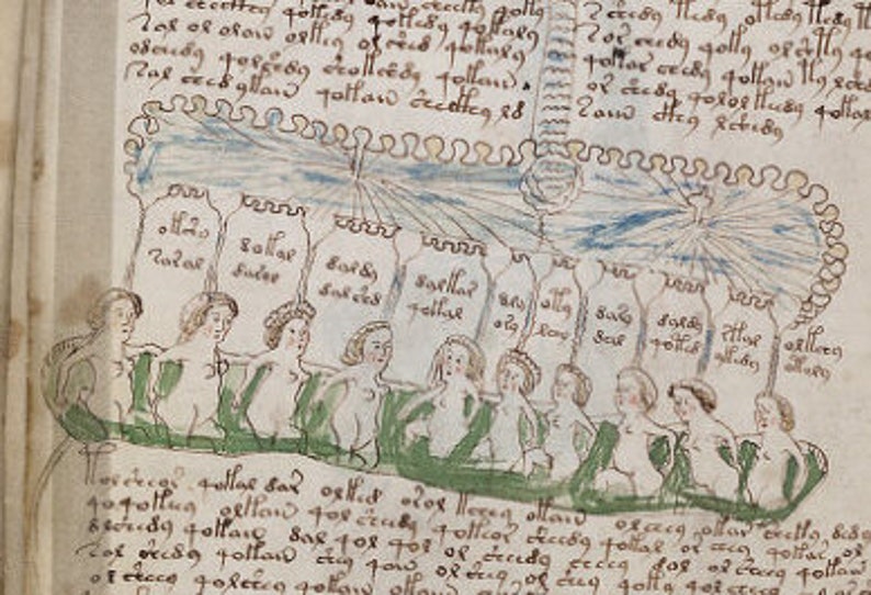 May include: An illustration of a medieval ship with a crew of people on board. The ship is drawn in a simple style with a green hull and a blue sail. The crew members are all wearing simple clothing and have a variety of expressions on their faces. The ship is sailing on a blue sea with a white sky above.