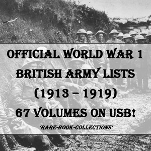 World War 1 British Army Lists - 67 Volumes On USB - WW1 Medal Research Military History Records Books Documents Genealogy Ancestry Book