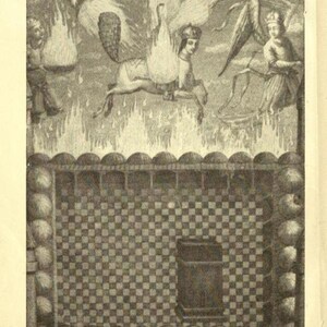 May include: A black and white illustration depicting the ascension of Mohammed. The image shows Mohammed riding a winged horse, surrounded by angels. The text below the image reads "THE ASCENSION OF MOHAMMED. From D'Ohsson's Tableau G&eacute;n&eacute;ral de l'Empire Ottoman."