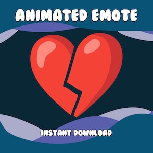 Animated Heart broken emoji, twitch emoted animated, twitch emotes, heart twitch emote, discord emotes, Broken Heart, Cute Heart