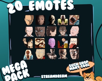 20 Anime Bald Man Emotes - Mega Value Pack -  Baldy Puncher - Fun and Goofy emoji&#39;s for your Stream and Discord