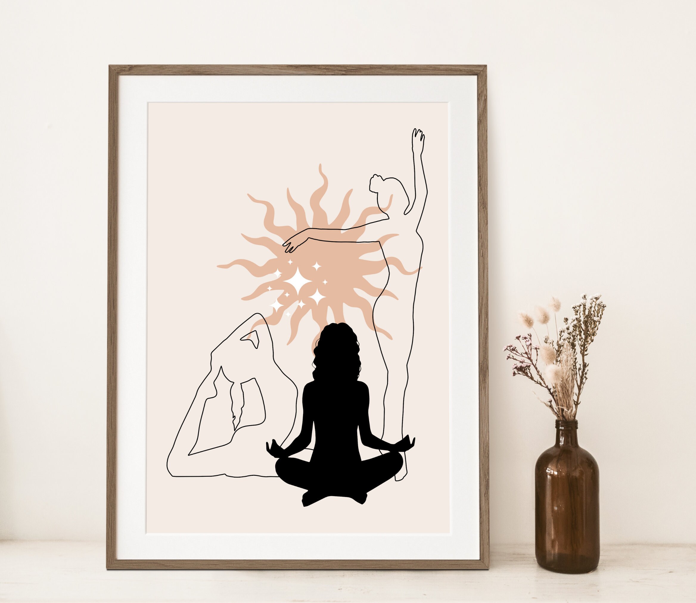 Yoga Art Print Boho Yoga Decor Yoga Poster Meditation Art Etsy