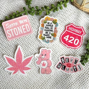 Holographic Stoner Girl Sticker: Waterproof Vinyl Decal