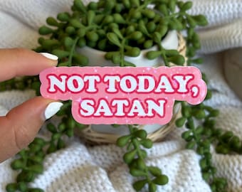 Pegatina de «No hoy, Satanás»: divertida calcomanía holográfica de vinilo