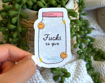 Pegatina holográfica "No Fucks to Give", divertida calcomanía rosa para portátil