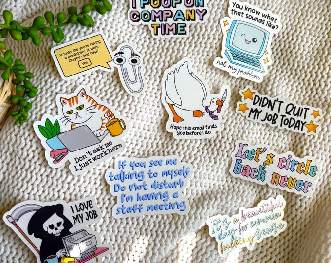 Sarcastic Holographic Sticker Pack: Funny Corporate Laptop Decals