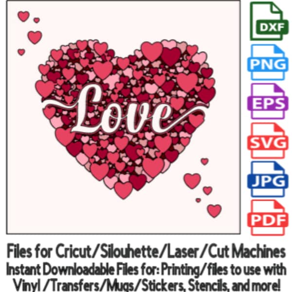 3D Shadow Box Hearts SVG - PNG Cut Files - 3D Shadow Box - Cricut - Cameo - Silhouette - Valentine's Day - Heart 3D Shadow Box Hearts SVG - PNG Cut Files - 3D Shadow Box - Cricut - Cameo - Silhouette - Valentine's Day - Heart