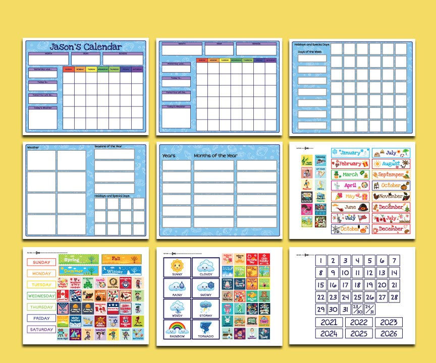 Kids Calendar Printable Classroom Calendar , Perpetual Calendar Circle ...
