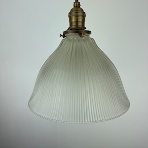 Frosted 1912 Holophane 8 1/2&quot; Shade with Antique Brass Hardware