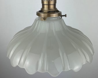 Antique 1920&#39;s Off White Translucent Milk Glass 8 1/2&quot; Shade now a beautiful Pendant Light