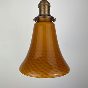 Beautiful vintage 6 1/4&quot; Amber French Style Glass Shade - w/New Antique Brass Hardware