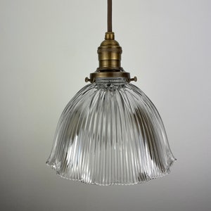 1930&#39;s 8 1/2&quot; XE-60 Ruffled Edge Holophane Prismatic shade now a beautiful Pendant Light