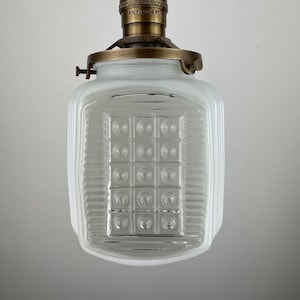 Mid Century Retro Vintage 5&quot; white shade with cut/embossed glass window