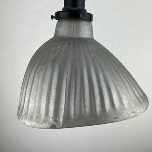 Vintage well worn Mercury Glass Pittsburgh Permaflector Gray ribbed XRay clamshell-shaped with interior reflective surface